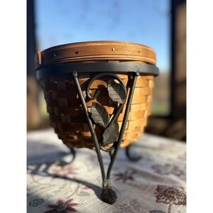 Longaberger Wrought Iron Plant Stand & Flora‎ Basket And Protector 2006